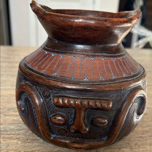 Marajora clay faced pottery like made in the Amazon